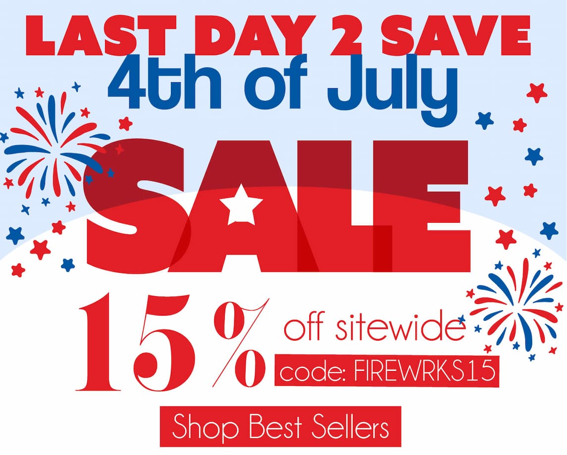 Last Day to save 15%-60%  off with code: FIREWRKS15