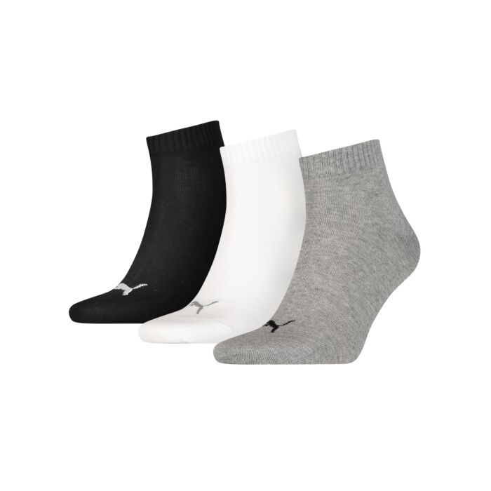 Puma Quarter-Socken unisex, 3er-Pack , schwarz-weiss-grau