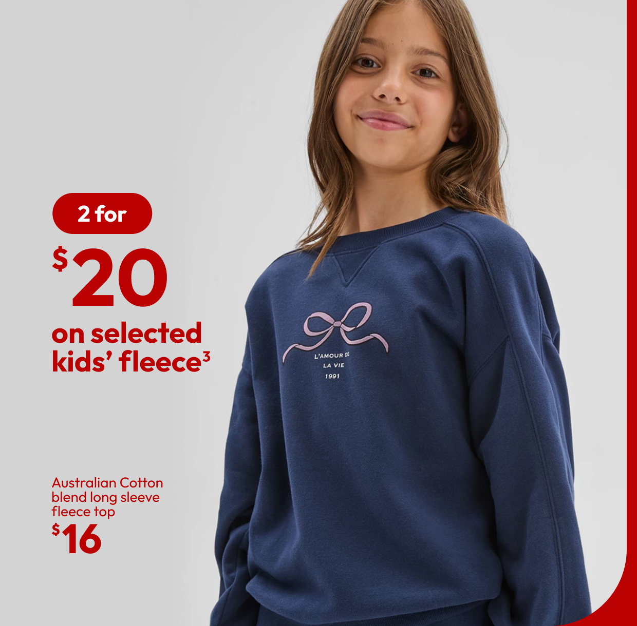 2 for $20 on selected kids' fleece