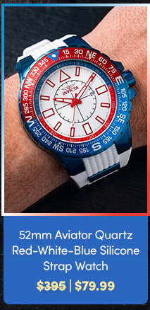 INV-23997  INVICTA | Men's 52mm Aviator Quartz Red-White-Blue Silicone Strap Watch - $79.99