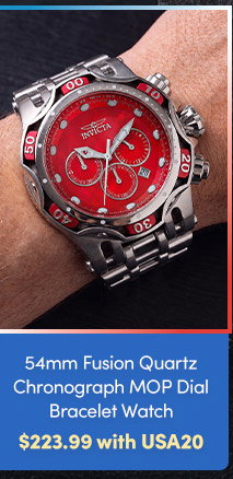 INV-49167  INVICTA | Men's 54mm Fusion Quartz Chronograph MOP Dial Bracelet Watch - $223.99 with USA20