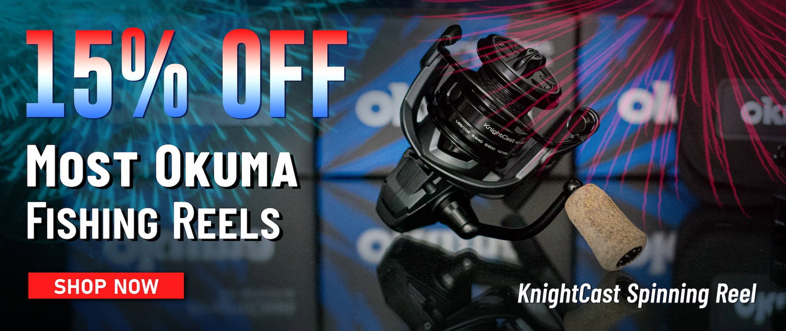 15% Off Most Okuma FIshing Reels KnightCast Spinning Reel Shop Now
