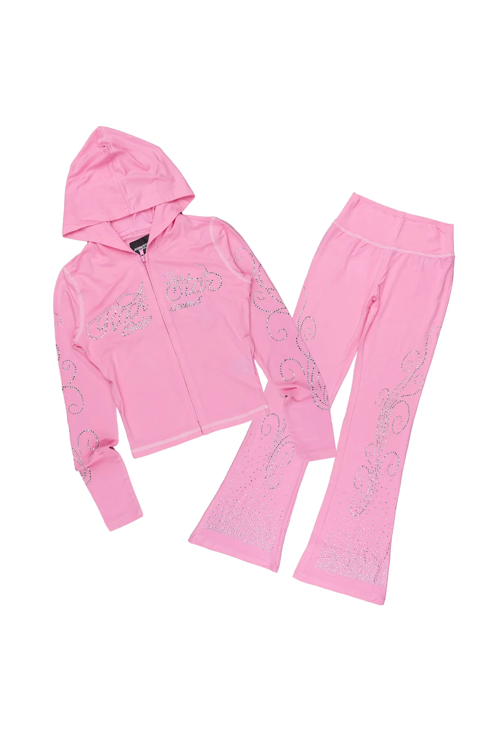 Image of Girls Joella Pink Rhinestone Lounge Track Set