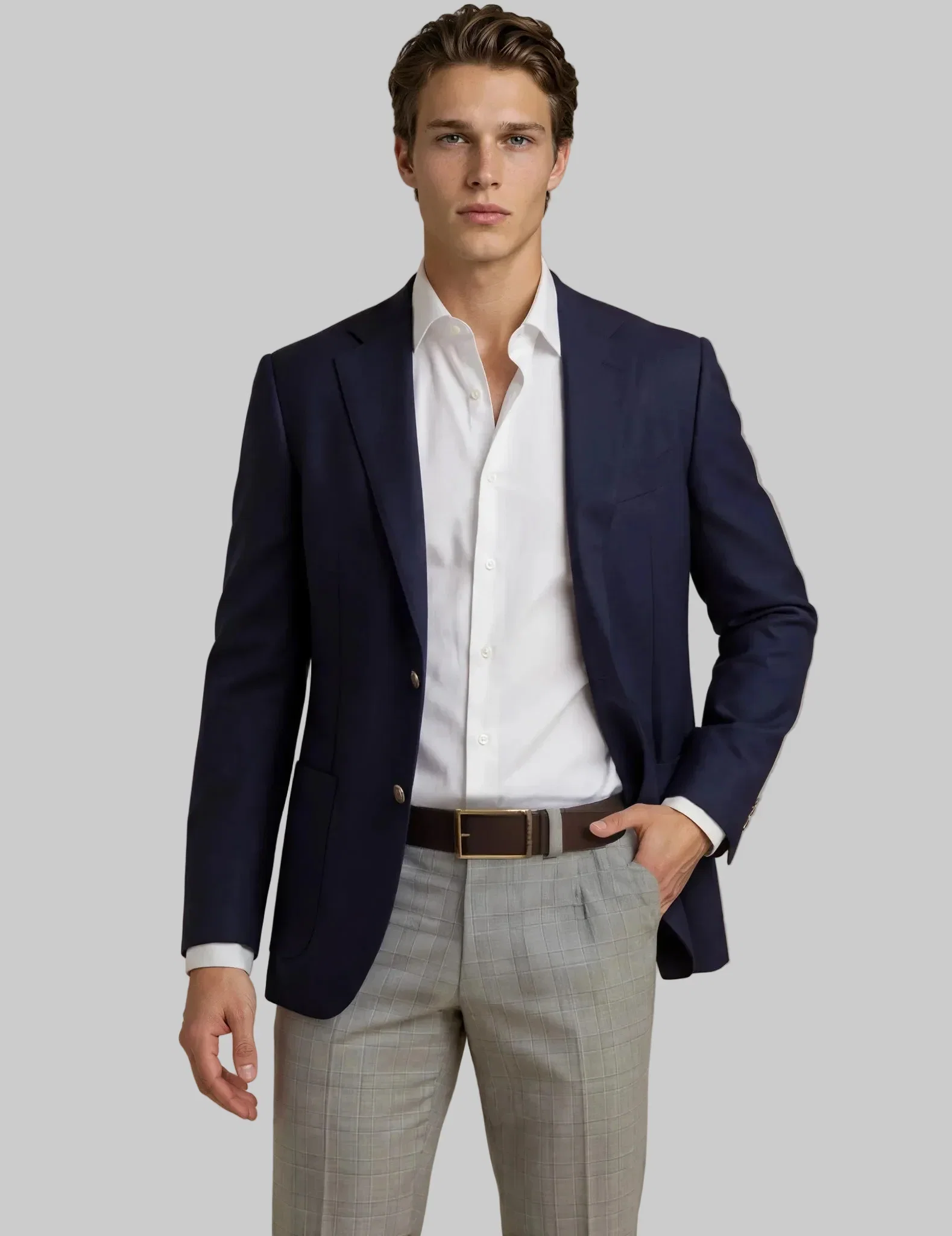 Image of American Made Navy Hopsack Buffalo Nickel Blazer