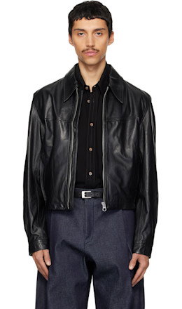 Black Leather Biker Jacket - LEMAIRE