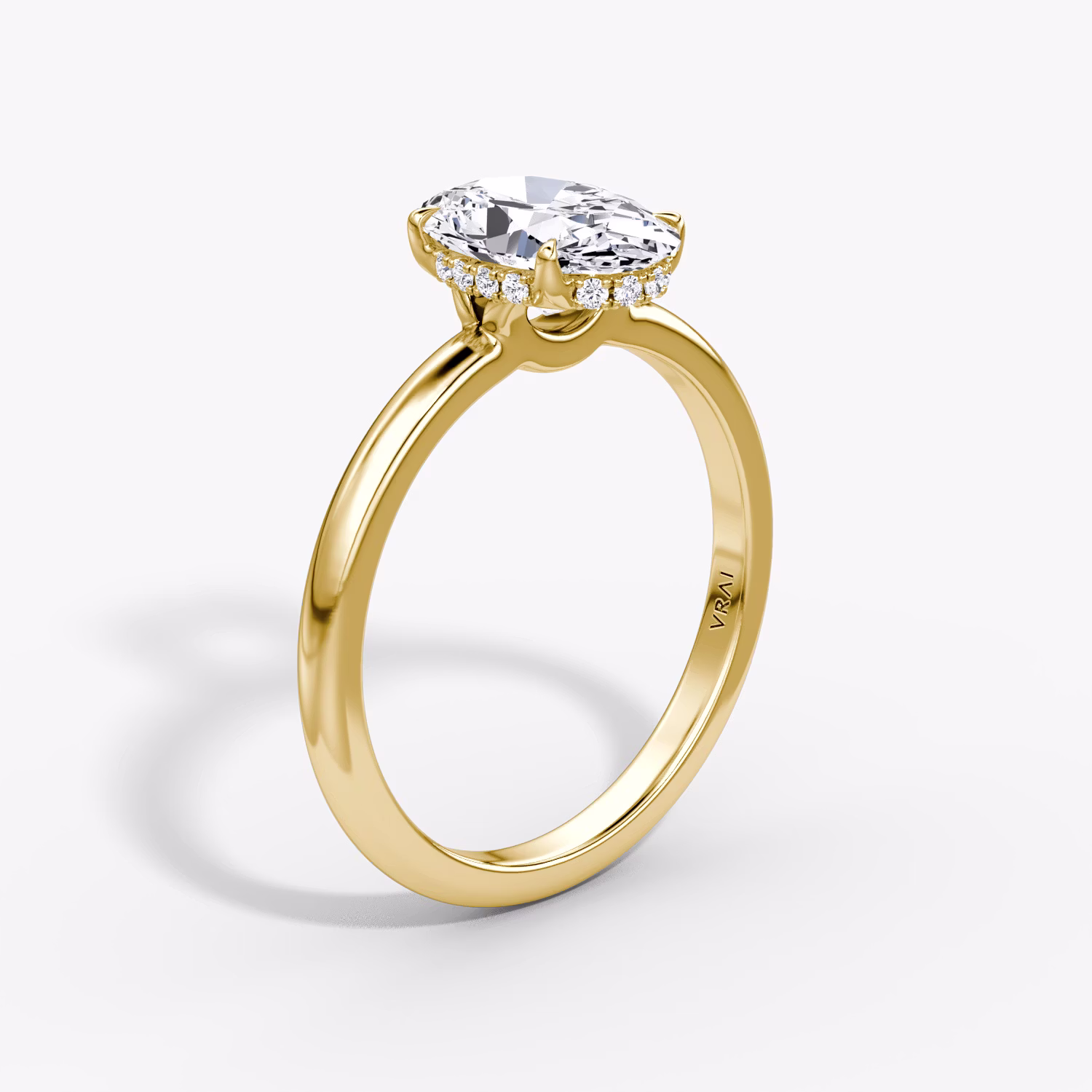 The Signature Hidden Halo Oval Yellow Gold Engagement Ring