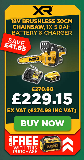 Dewalt DCMCS565N-XJ 18V XR Brushless 30cm Chainsaw, 1x 5.0Ah Battery & Charger