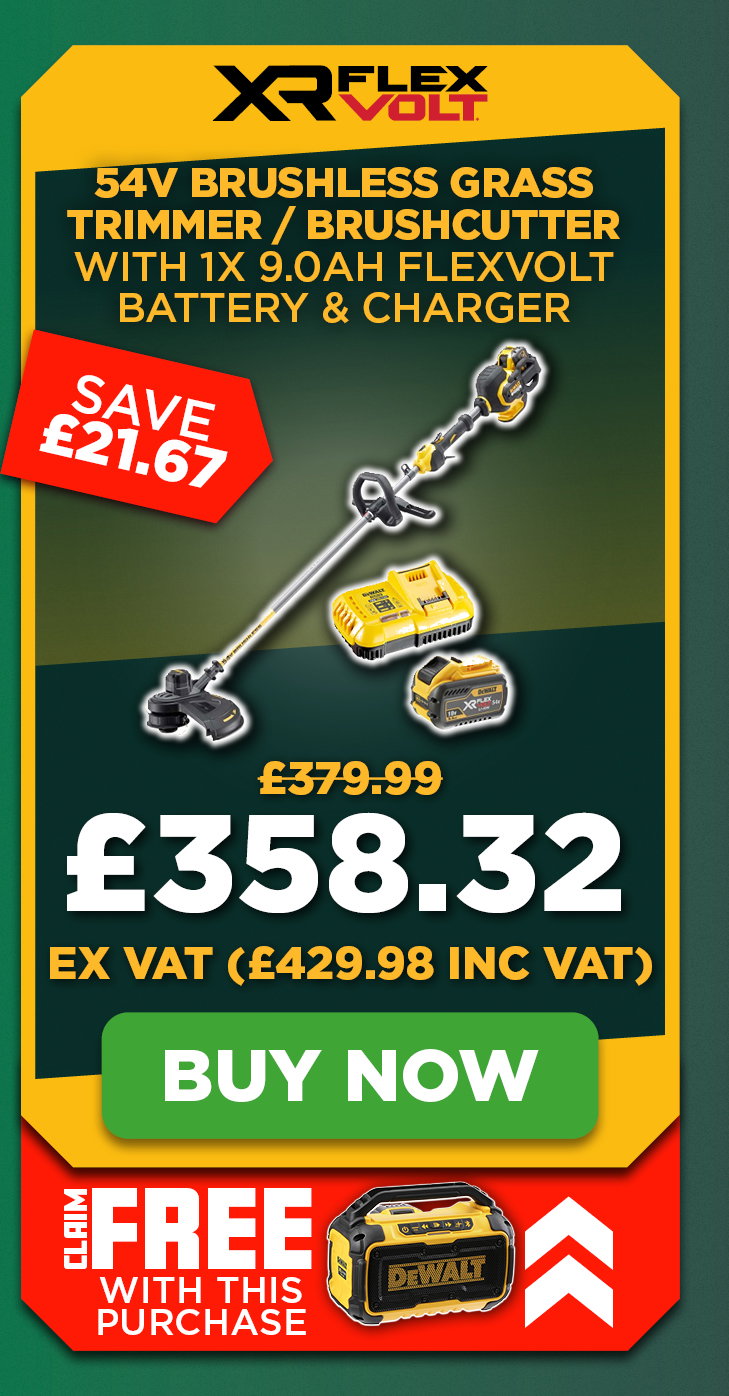 Dewalt DCM5713X1 54V FLEXVOLT Brushless Split Shaft Grass Trimmer, 1x 9.0Ah XR FLEXVOLT Battery & Charger