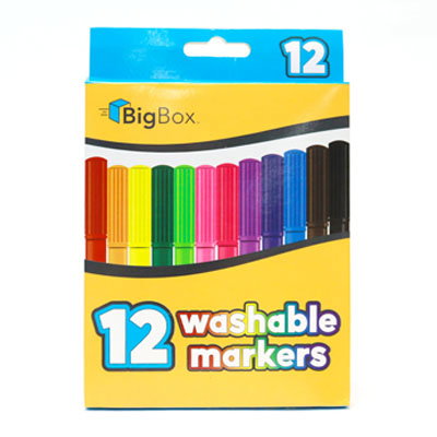 BigBox Washable Fine-Tip Markers, 12ct