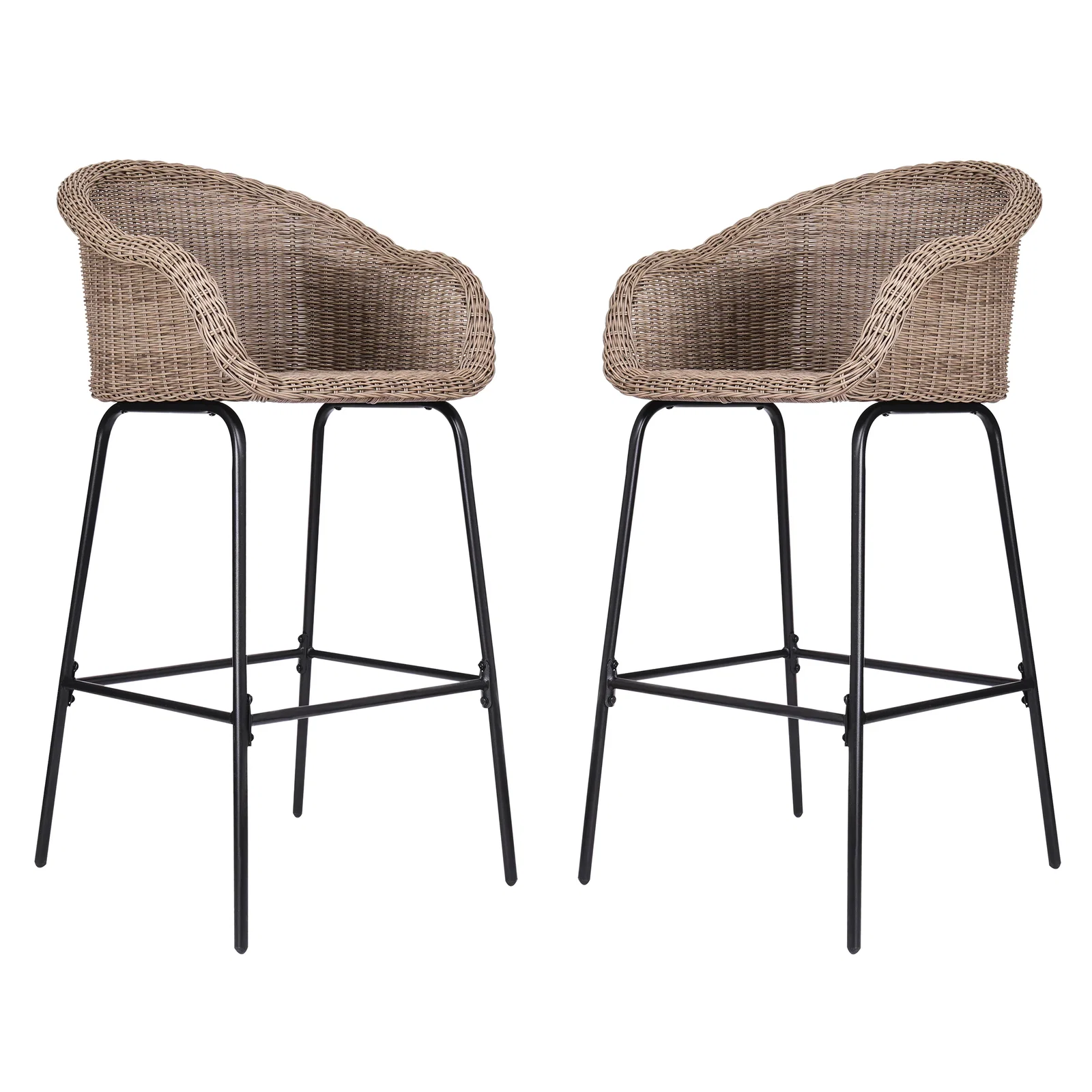 Image of Ladd Outdoor Metal Wicker Barstool, Set of 2