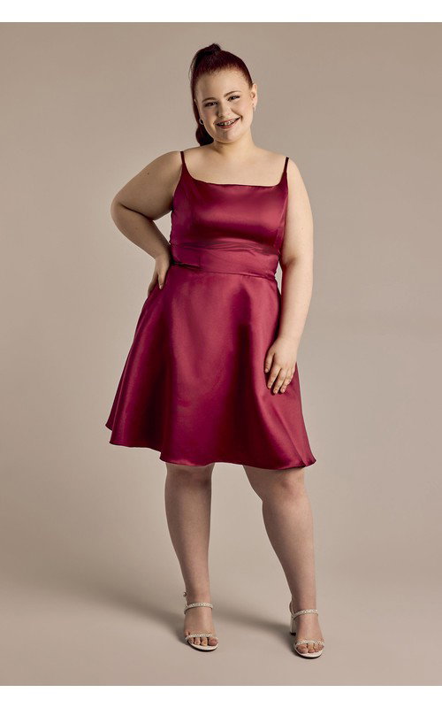 Square Neck Mini Dress with Lace-Up Back