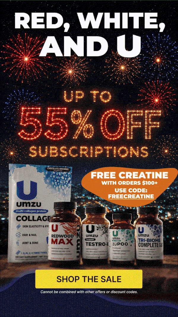 Red, White & U-Sitewide 25% Off & Up to 55% Off Subscriptions Sitewide & Free Creatine on orders $100+