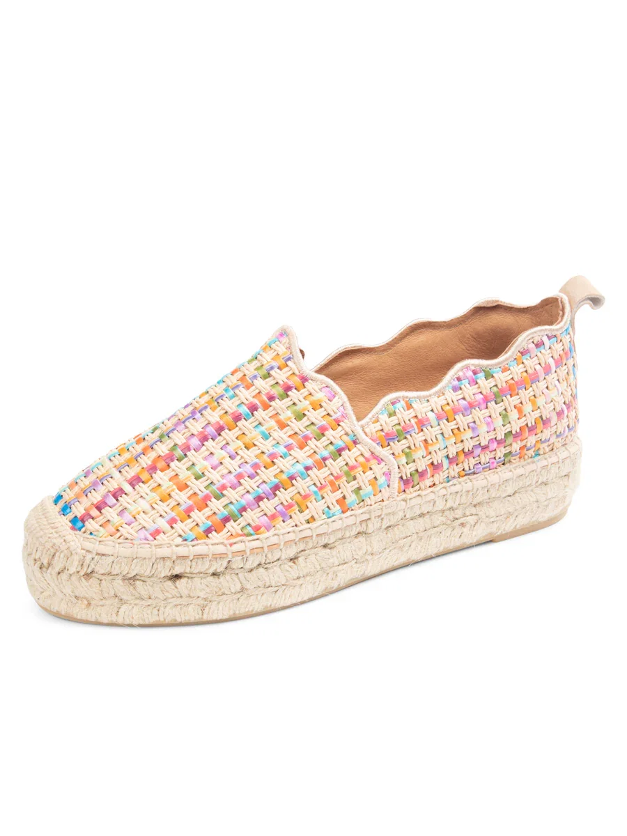 Image of Abigail Scalloped Raffia Slip On Espadrille