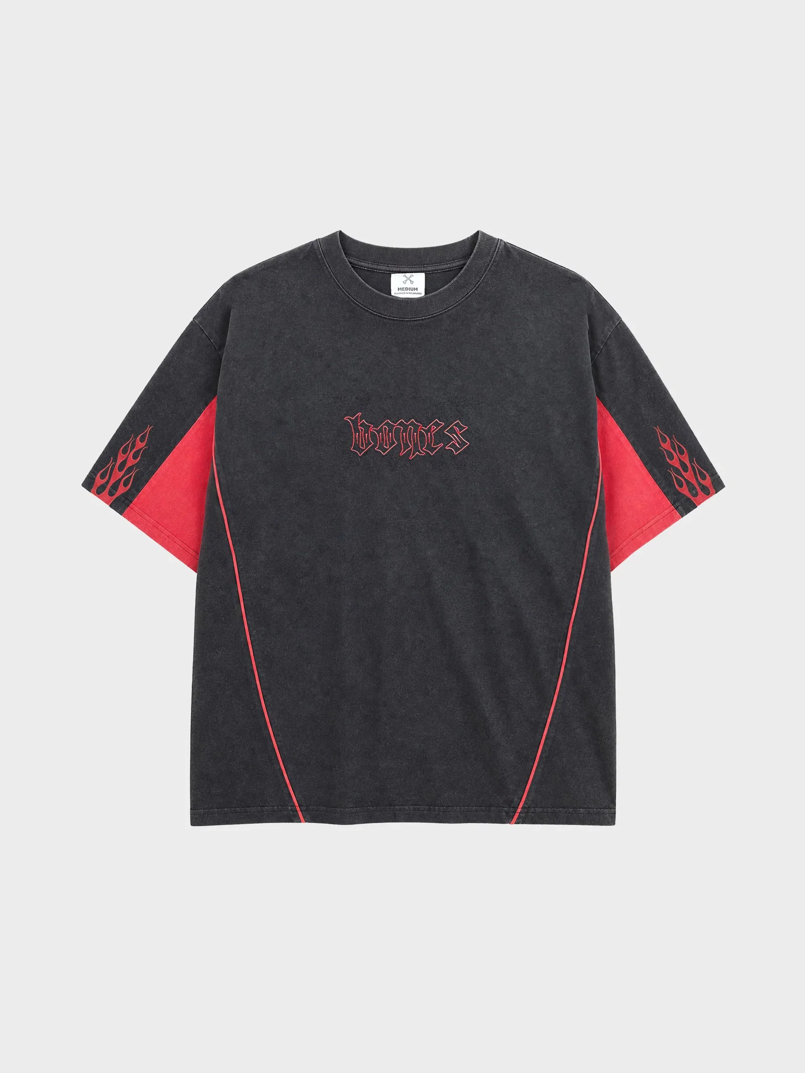 Image of 90's Steeze Panel Tee - Vintage Black/Red
