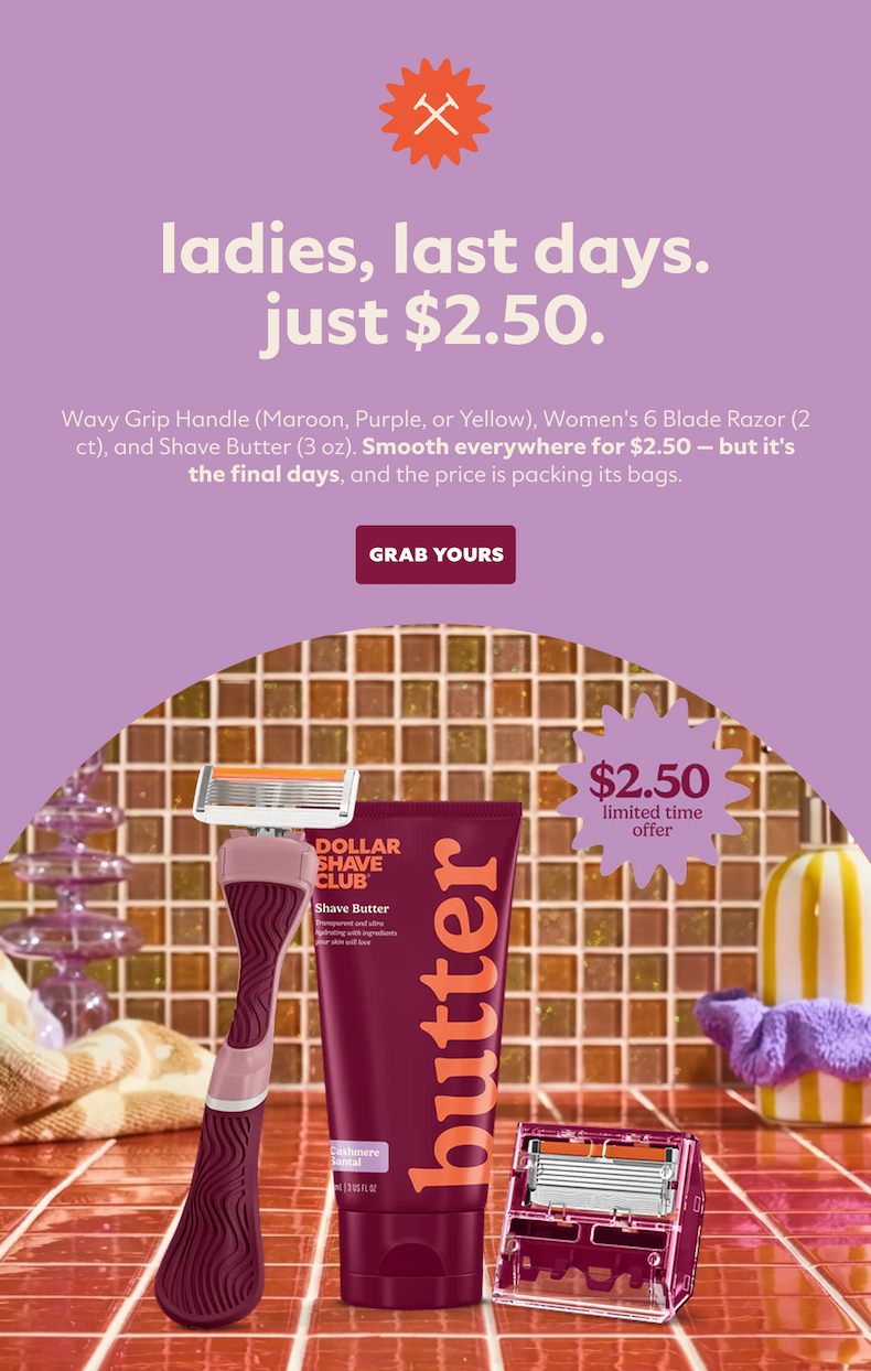 ladies, last days. just $2.50.
