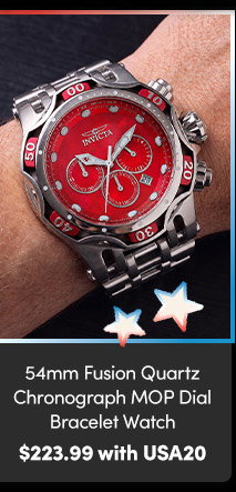 INV-49167  INVICTA | Men's 54mm Fusion Quartz Chronograph MOP Dial Bracelet Watch - $223.99 with USA20
