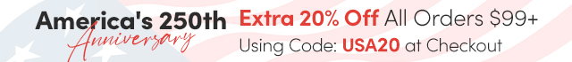 America's 250th Anniversary | Extra 20% Off All Orders $99+ with Code: USA20 at Checkout