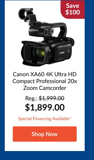 Canon XA60 4K Ultra HD Compact Professional 20x Zoom Camcorder