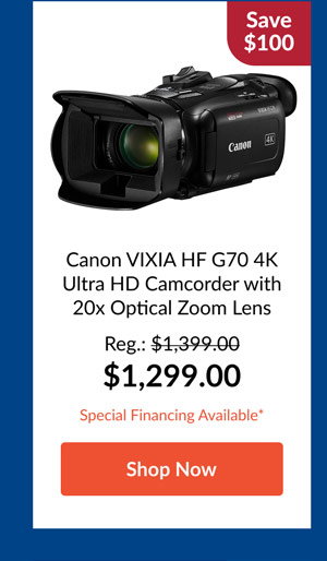 Canon VIXIA HF G70 4K Ultra HD Camcorder with 20x Optical Zoom Lens