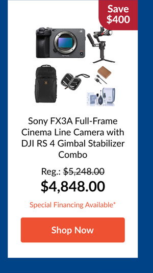 Sony FX3A Full-Frame Cinema Line Camera with DJI RS 4 Gimbal Stabilizer Combo