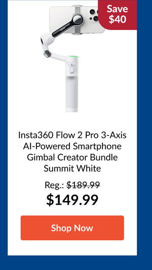 Insta360 Flow 2 Pro 3-Axis AI-Powered Smartphone Gimbal Creator Bundle Summit White