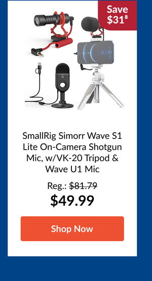 SmallRig Simorr Wave S1 Lite On-Camera Shotgun Mic, w/VK-20 Tripod & Wave U1 Mic