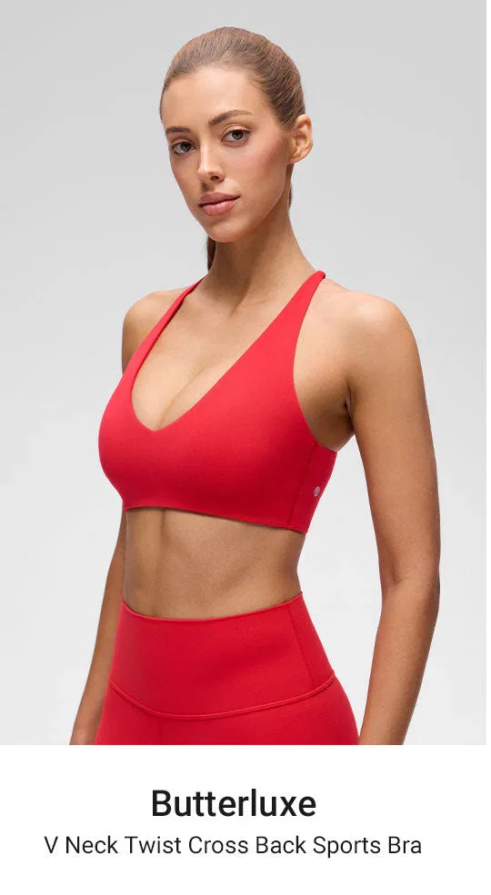 Butterluxe V Neck Twist Cross Back Sports Bra