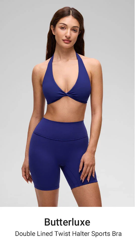 Butterluxe Double Lined Twist Halter Sports Bra