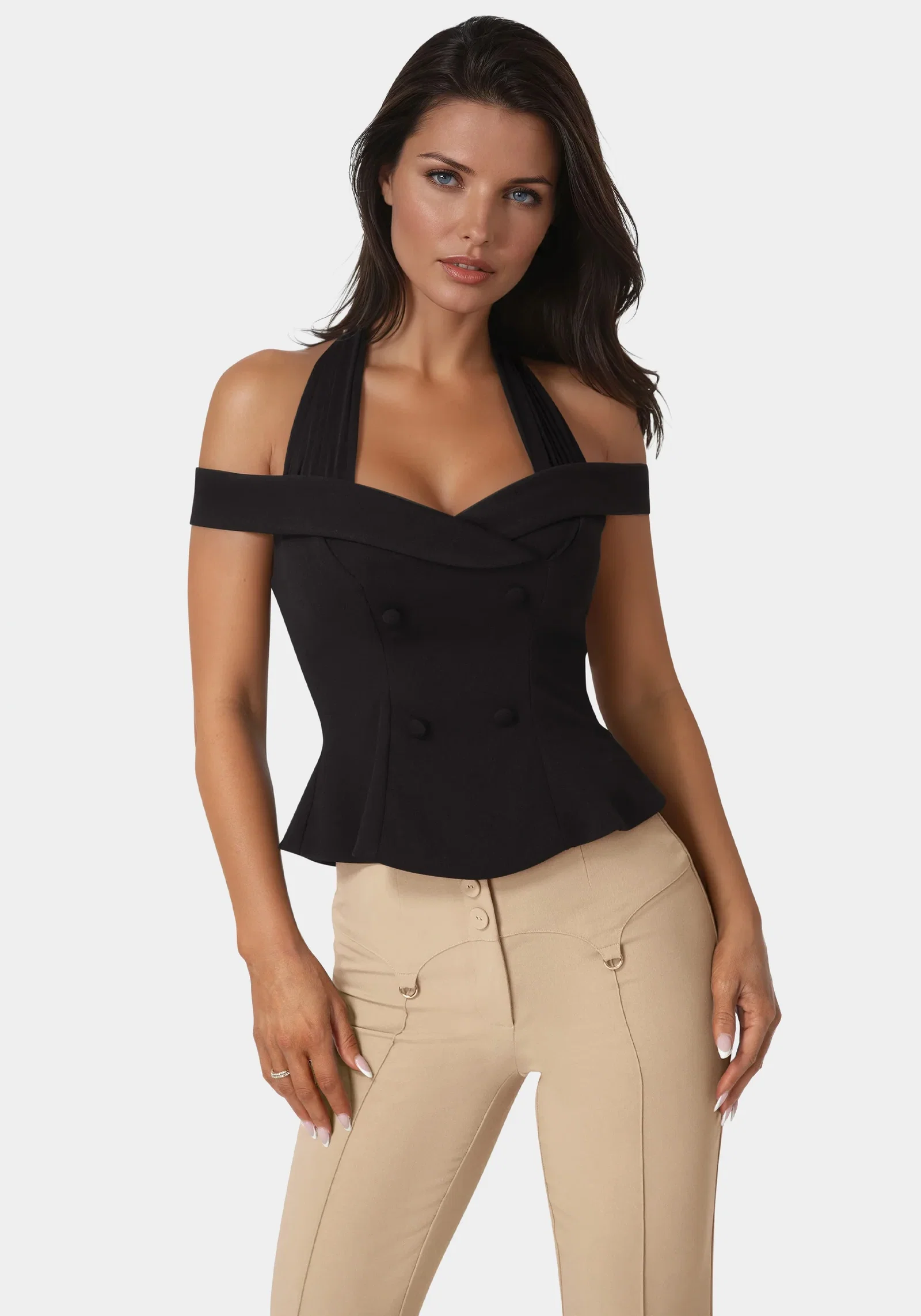 Image of Off Shoulder Halter Top