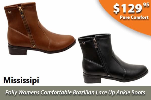 Mississipi Polly Womens Comfortable Brazilian Low Heel Ankle Boots