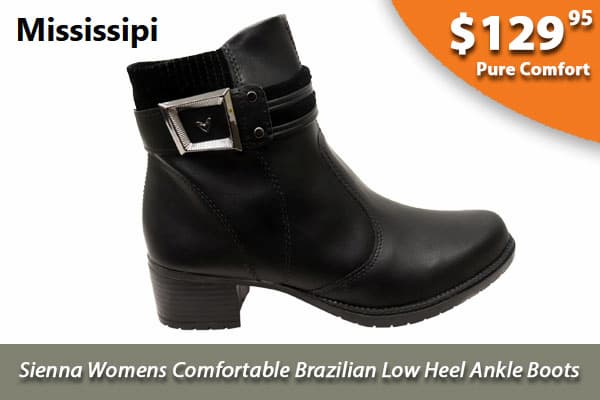 Mississipi Sienna Womens Comfortable Brazilian Low Heel Ankle Boots
