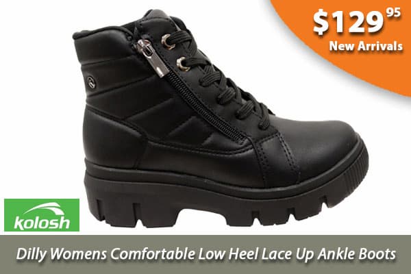 Kolosh Dilly Womens Comfortable Brazilian Low Heel Lace Up Ankle Boots