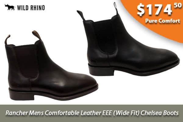 Wild Rhino Rancher Mens Comfortable Leather EEE Wide Fit Chelsea Boots