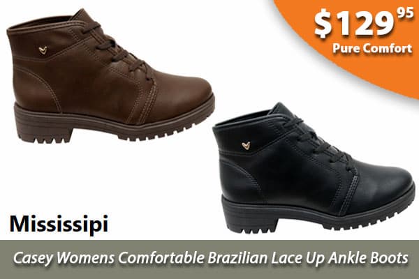 Mississipi Casey Womens Comfortable Brazilian Lace Up Ankle Boots