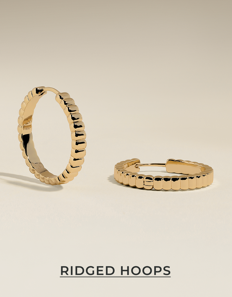 Ridged Hoops in Gold