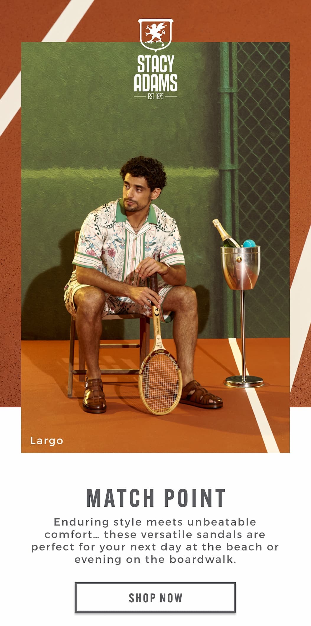 Our Montego sandals are perfect for your next day at the beach or evening. Display images to learn more.