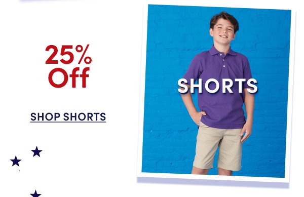25% off shorts