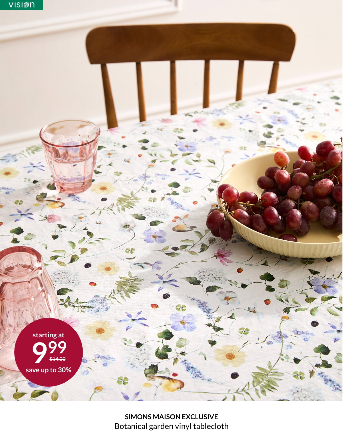 Simons Maison Exclusive. Botanical garden vinyl tablecloth starting at $9.99