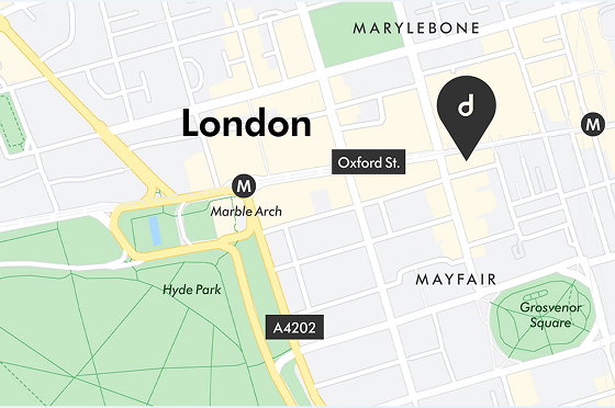 Map view of the Dyson Oxford Street store location