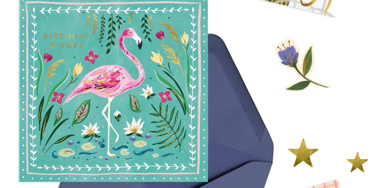 PAINTED PARADISE FLAMINGO BIRTHDAY CARD