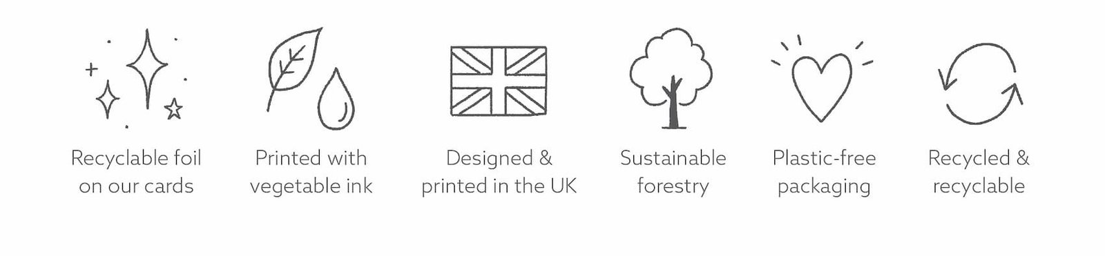 Whistlefish cards are designed and printed in the UK using vegetable inks, recyclable foil, sustainable materials and plastic-free packaging.