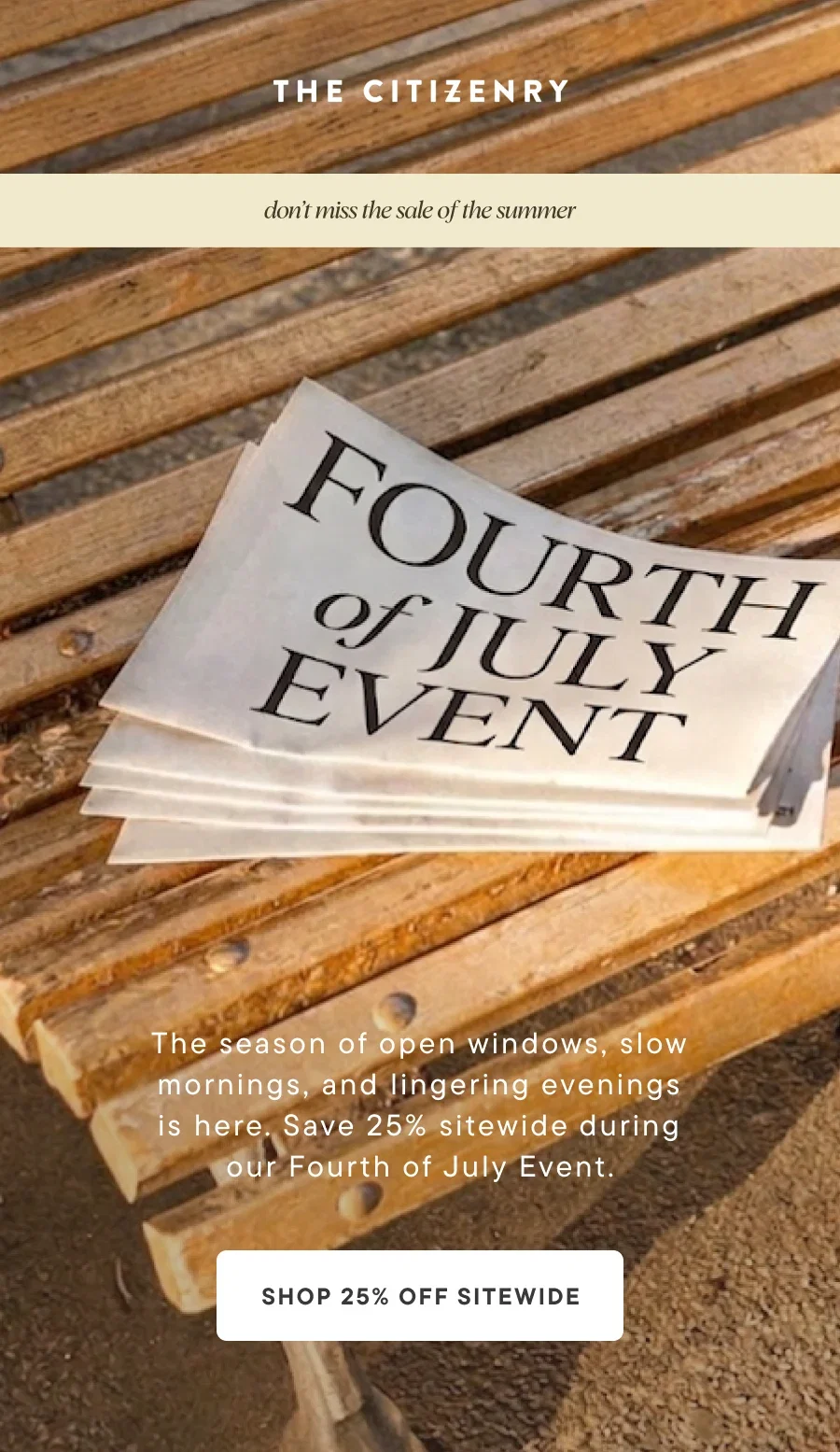 Fourth of July Event — 25% off sitewide