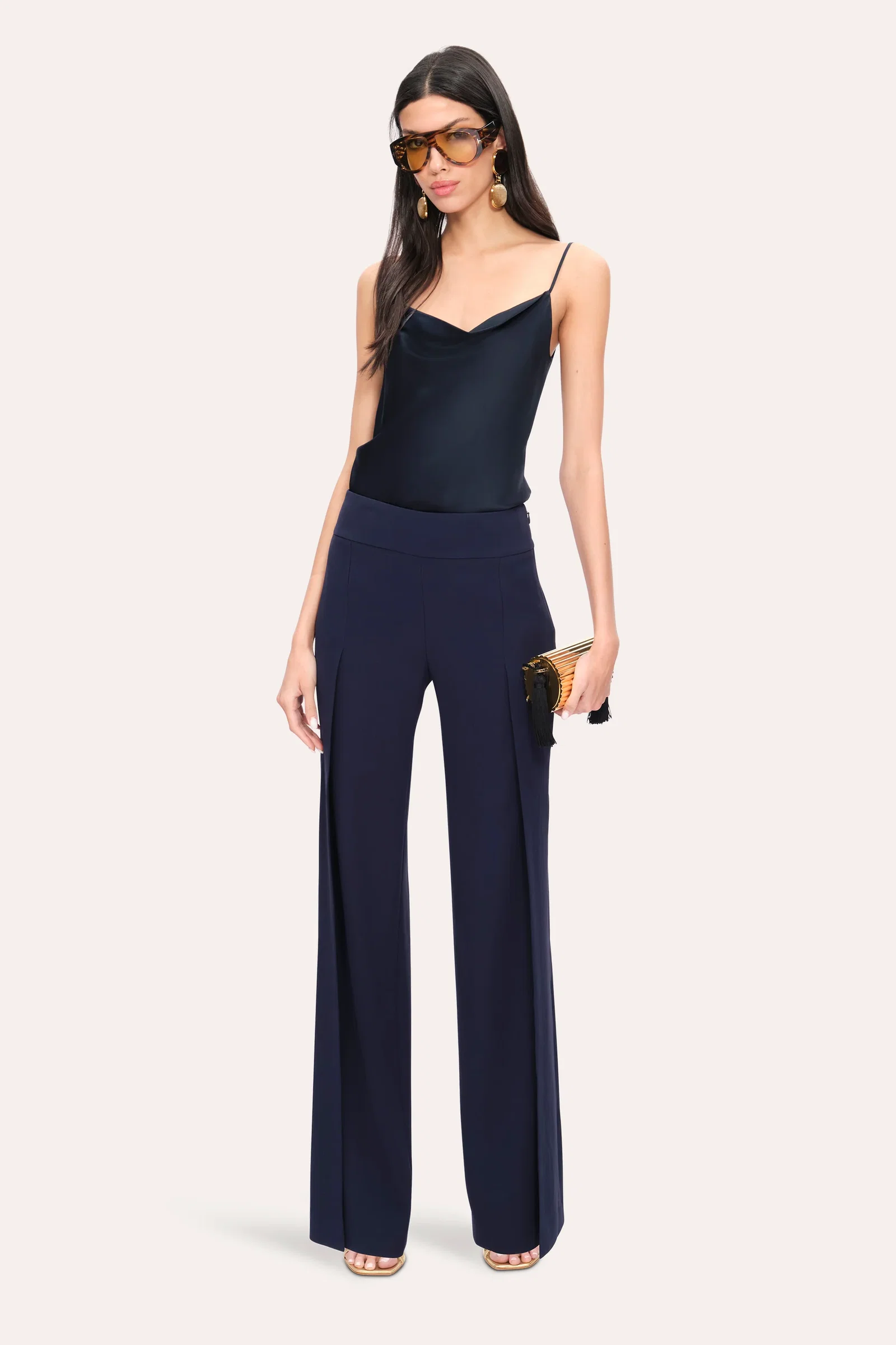 Image of Crepe Overlay Slit Pant