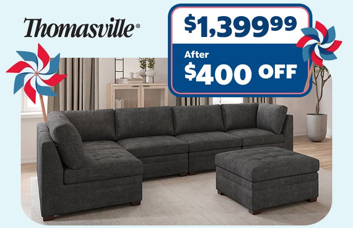 Thomasville Tisdale Modular Sectional 6-piece Beige with Storage Ottoman. $1,399.99 After $400 OFF