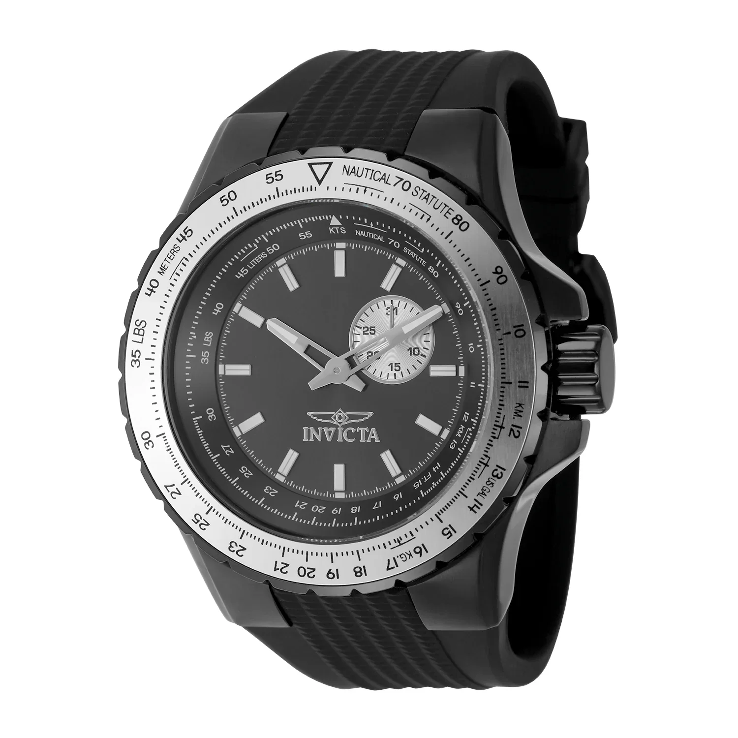 Image of Invicta Men's 50mm Aviator Quartz Date Subdial Textured Silicone Strap Watch