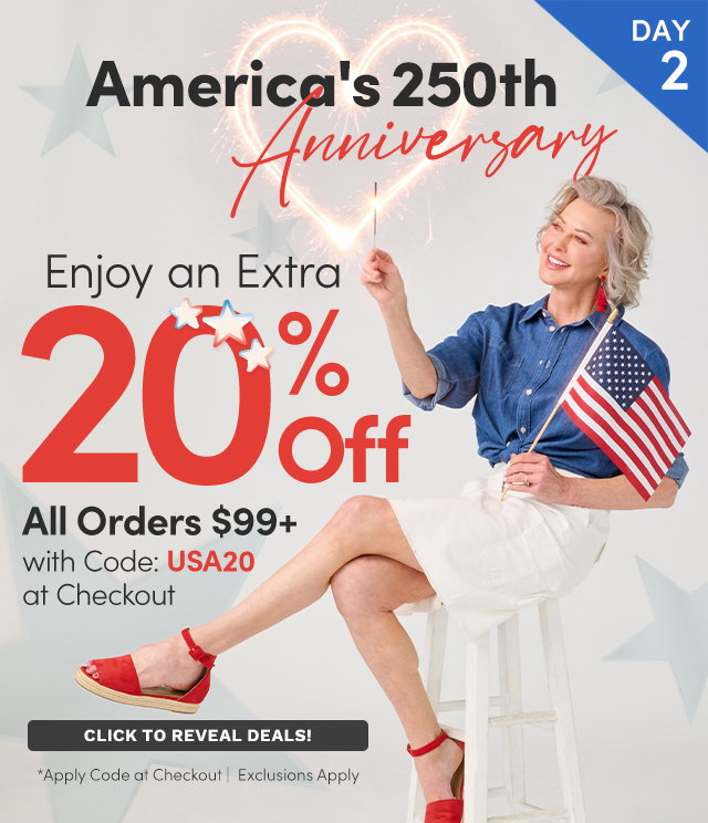 America's 250th Anniversary | Extra 20% Off All Orders $99+ with Code: USA20 at Checkout