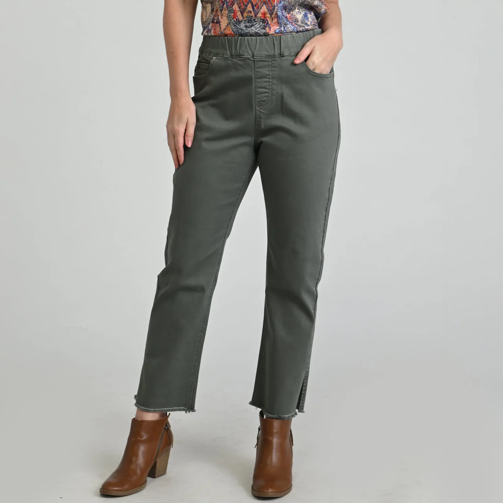 Image of Christopher & Banks Side Slit Pull On Crop Pants