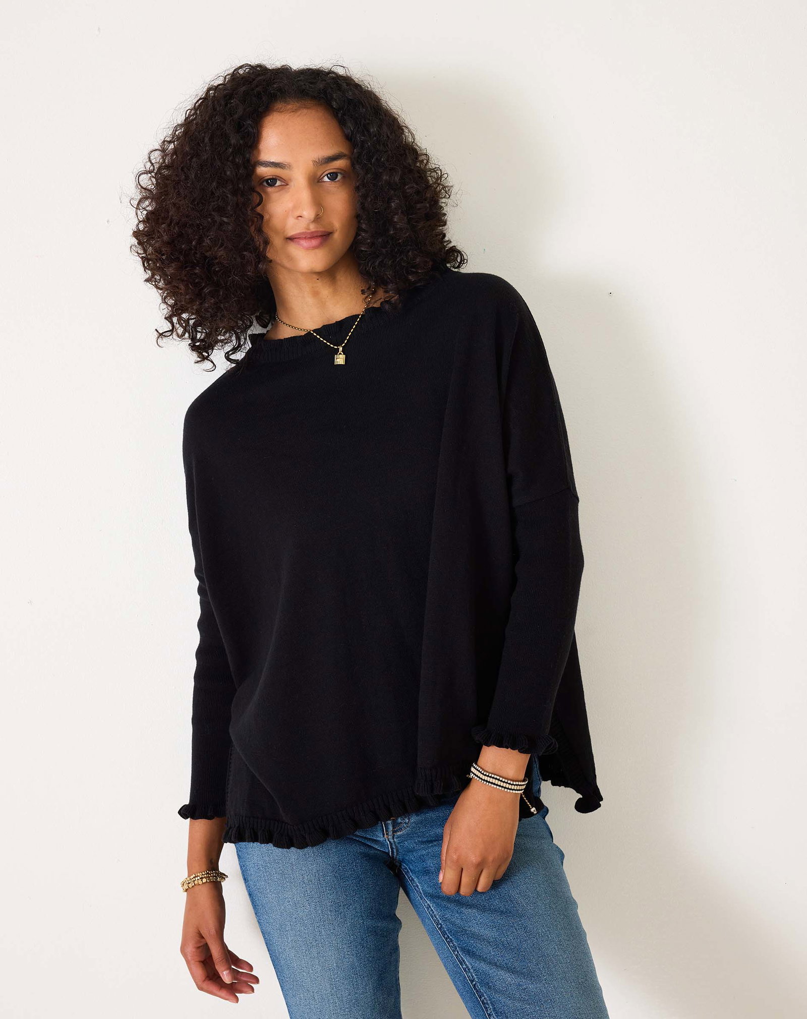 Image of Catalina Cotton Ruffle Sweater