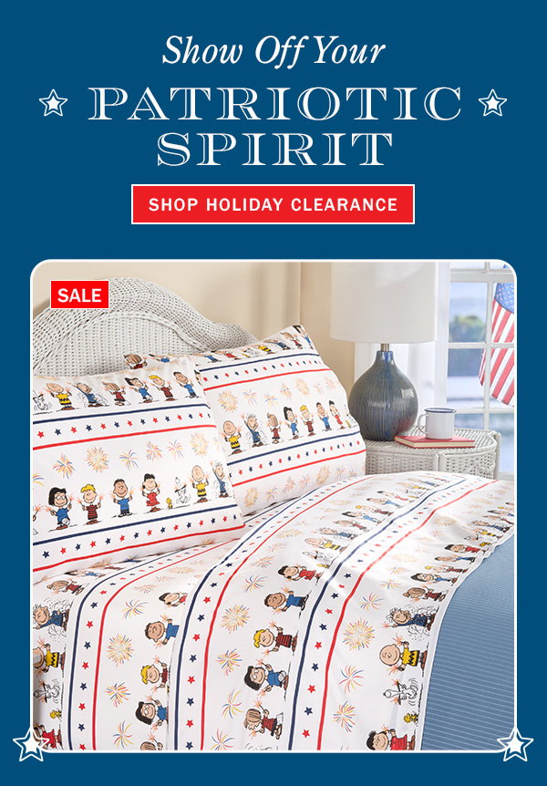 Show Off Your Patriotic Spirit. Shop Holiday Clearance. Sale: Peanuts Patriotic Pals Portuguese Cotton Percale Sheet Set
