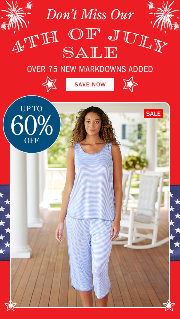 Don't Miss Our 4th of July Sale. Over 75 New Markdowns Added. Up to 60% Off. Save Now. Sale: Ella Simone Women's Fresh Stripes Cooling Capri Pajama Set